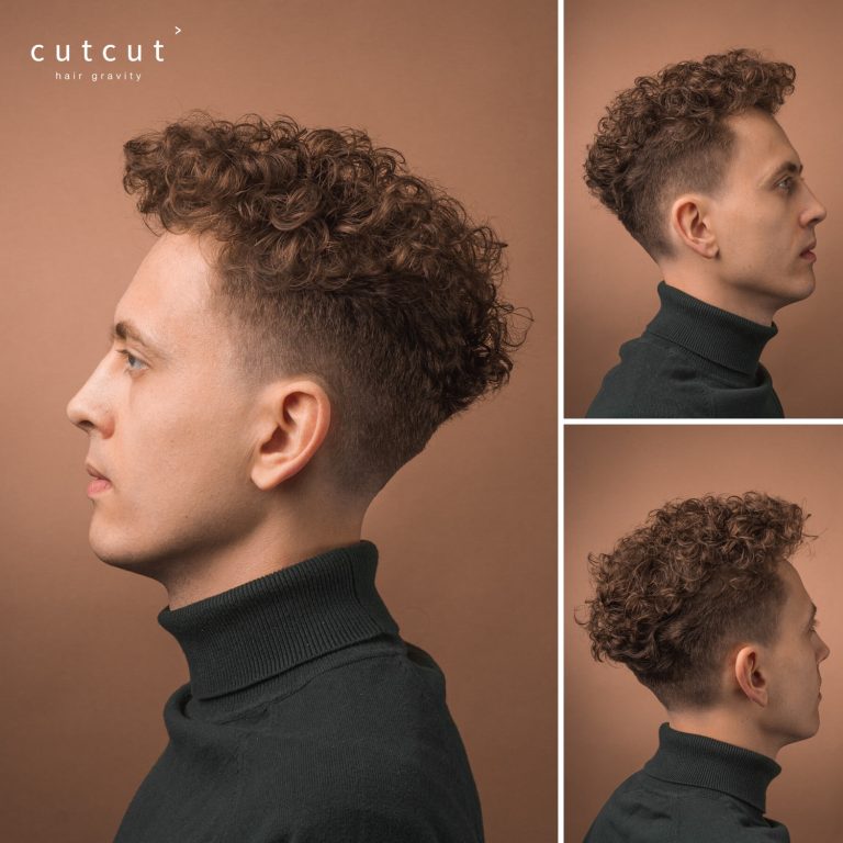 Kręcony quiff z naturalną teksturą