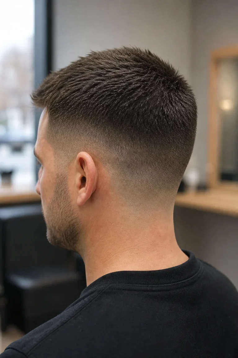 Fryzura męska crew cut z fade